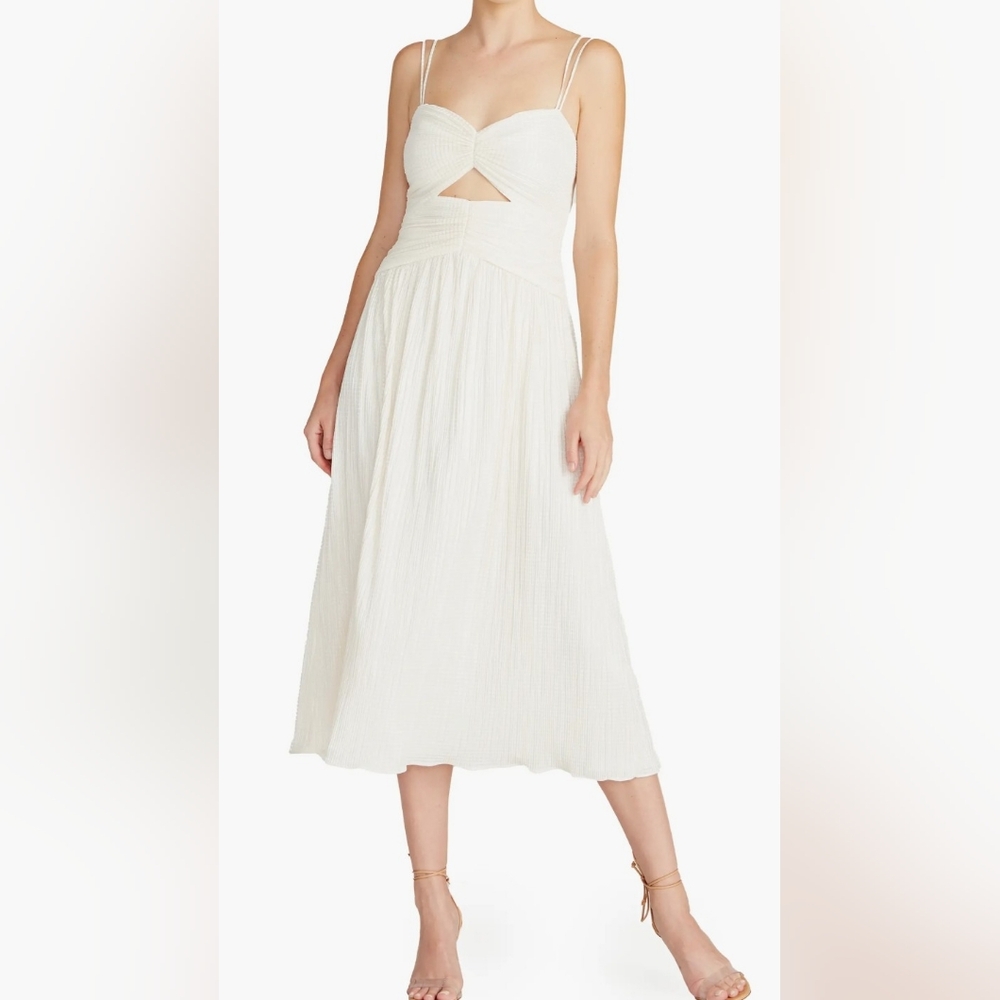 Monique Lhuillier White Dress with Textured Fabric